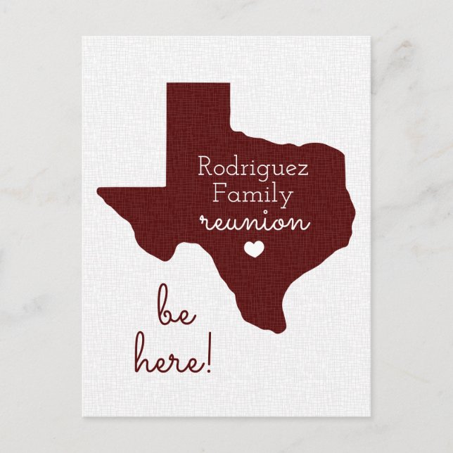 Postal Reunión familiar del estado de marrón de Texas (Anverso)