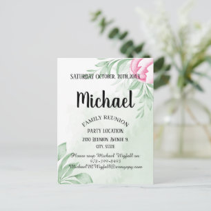 Postal Reunión Familiar Eucalipto Acuarela Save The Date