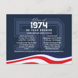 Postal Reunión patriótica de clase secundaria de 50 años