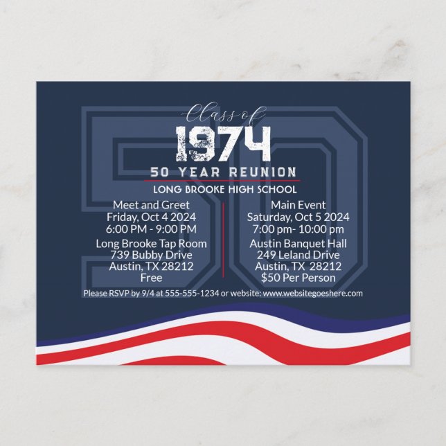 Postal Reunión patriótica de clase secundaria de 50 años (Anverso)