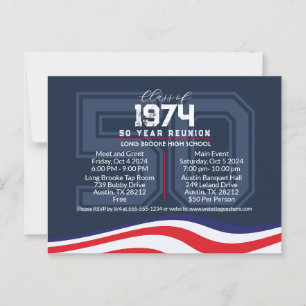 Postal Reunión patriótica de clase secundaria de 50 años