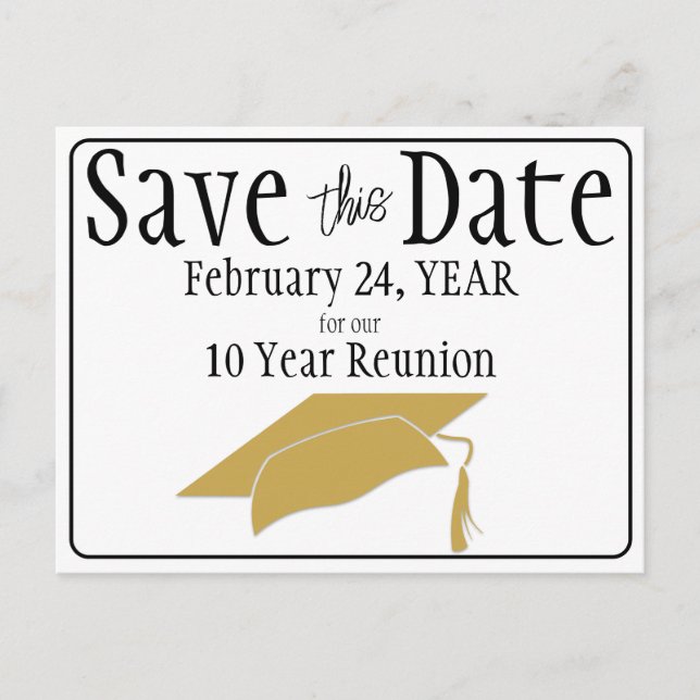 Postal Reunion Save the Date Black White Gold QR Code (Anverso)