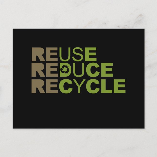 Postal Reutilizar reducir camiseta de reciclaje (Anverso)