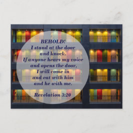 Postal Revelación 3:20 La puerta Biblia Verse Memory