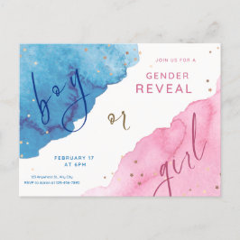 Postal revelación de género, azul o rosa, él o ella,