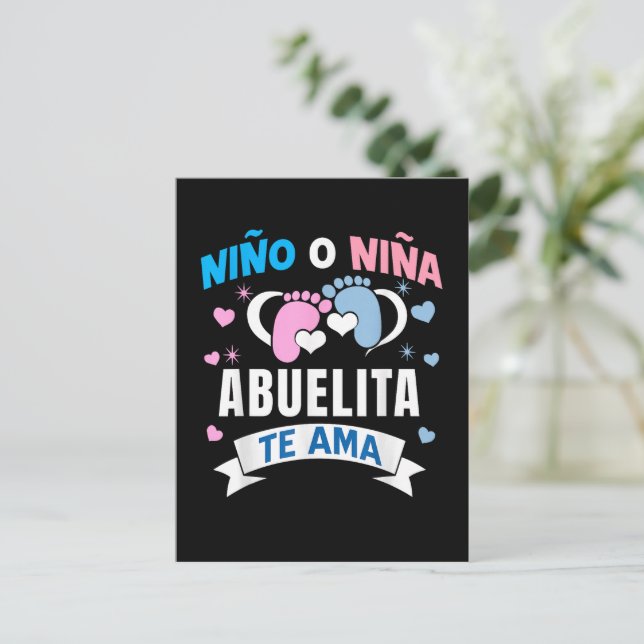Postal Revelación de género en español (Anverso de pie)