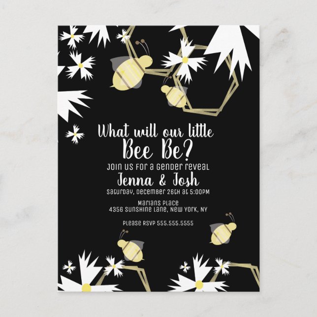 Postal Revelación de género floral y abeja Daisy (Anverso)