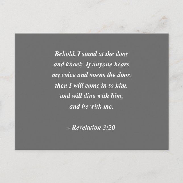 Postal REVELACIONES 3:20 Biblia Verse (Anverso)