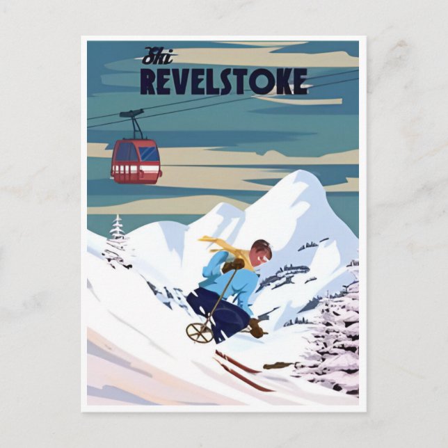 Postal Revelstoke BC Canada Mountain Skip Vintage (Anverso)