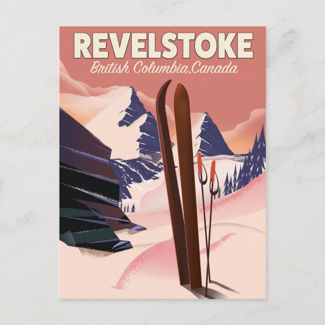 Postal Revelstoke British Columbia, Canada Ski poster (Anverso)
