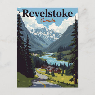 Postal Revelstoke Canadá Valle de Montaña Vintage