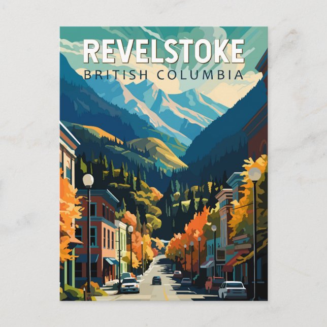 Postal Revelstoke Canadá Viajes Arte Vintage (Anverso)