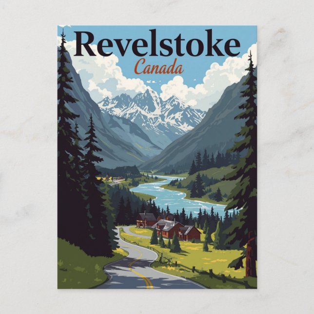 Postal Revelstoke Canada Vintage Mountain Valley (Anverso)