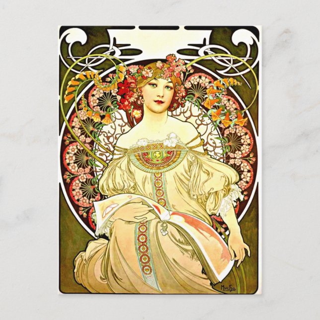 Postal Reverie, pintura de arte fino de Alfons Mucha (Anverso)