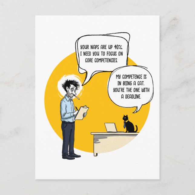Postal Revisión de rendimiento divertida meme del gato de (Anverso)