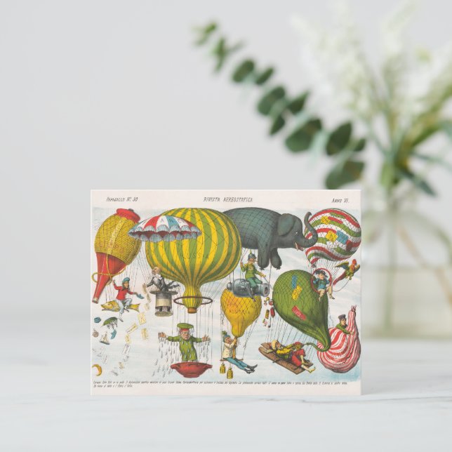 Postal Revista Aerostática (1878) de Augusto Grossi (Anverso de pie)