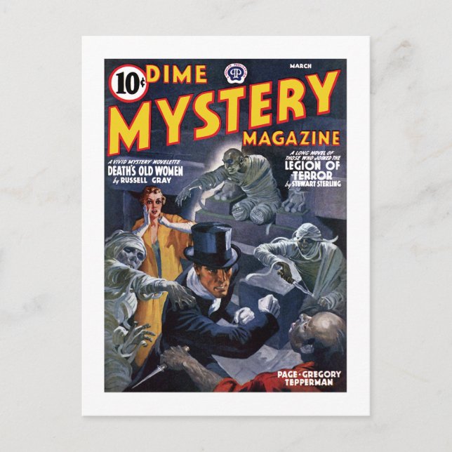 Postal revista Dime Mystery (Mar, 1941) (Anverso)
