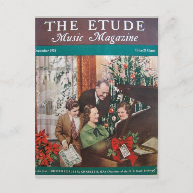 Postal Revista musical "The Etude", diciembre de 1937 (Anverso)