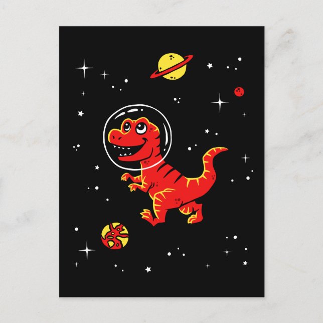 Postal Rex Dinos Del Tirano Rojo En El Espacio (Anverso)