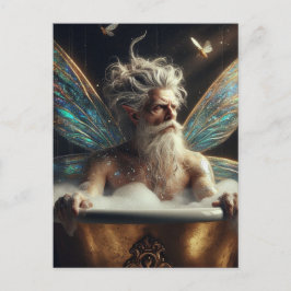 Postal Rey anciano toma baño en bañera de oro