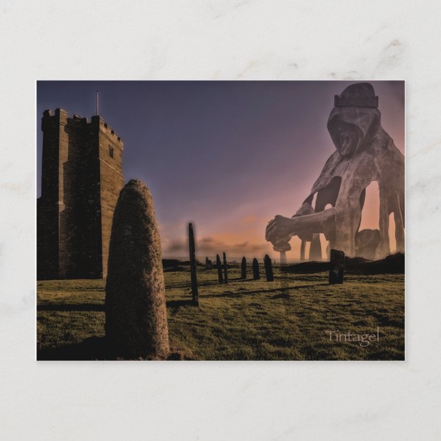 Postal Rey Arturo en Tintagel (Anverso)