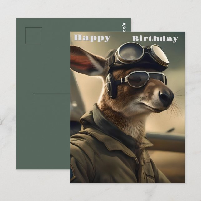 Postal Rey canguro australiano de las vías aéreas, cumple (Anverso / Reverso)