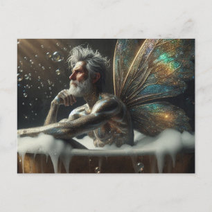 Postal Rey de hadas toma baño