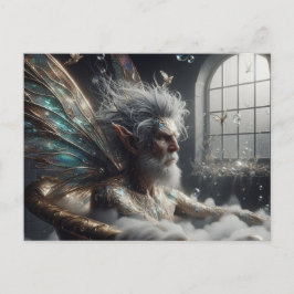 Postal Rey de hadas toma baño en bañera de oro