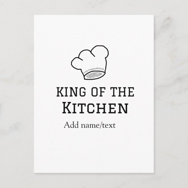 Postal Rey de la cocina cocinero añadir nombre corona ha (Anverso)