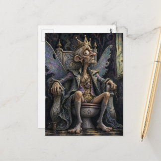 Postal Rey de las hadas surrealista tonto en su trono de 