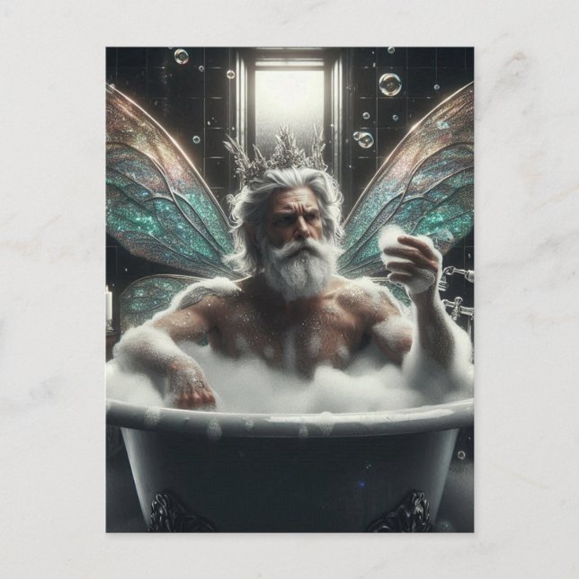 Postal Rey de los hados en el baño de burbujas (Anverso)