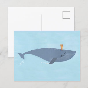 Postal Rey Del Mar - Ilustración De Corona De Ballena Azu