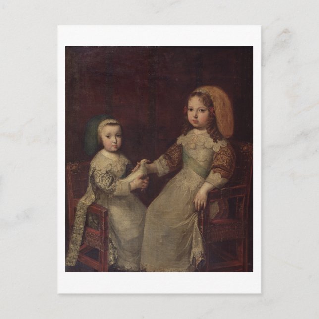 Postal Rey Luis XIV (1638-1715) de niño con Philipp (Anverso)