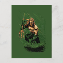 Postal Rey Oceánico Guerrero Tridente Dinámico Arte Cómic
