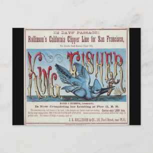 Postal Rey Pescador Clipper Navegando