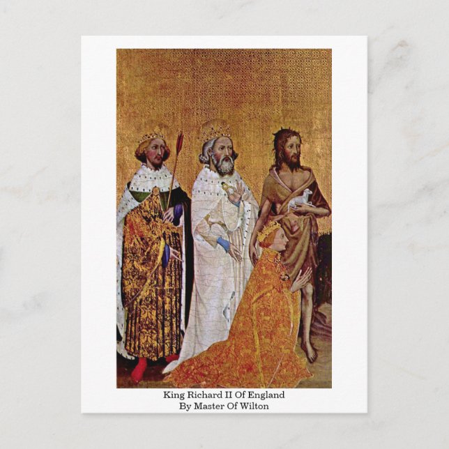 Postal Rey Richard Ii De Inglaterra Por Maestro De Wilton (Anverso)