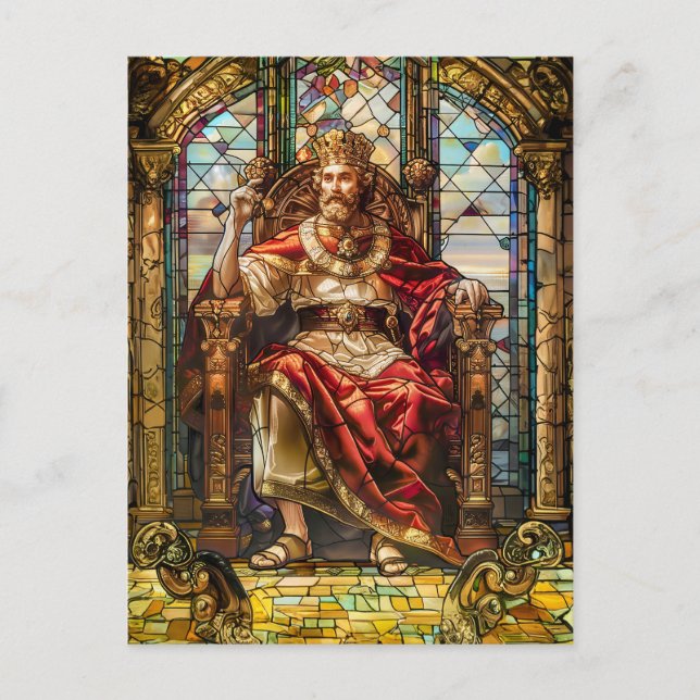 Postal Rey sentado en su trono (Anverso)