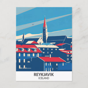 Postal Reykjavik Islandia Retro Viajes de arte