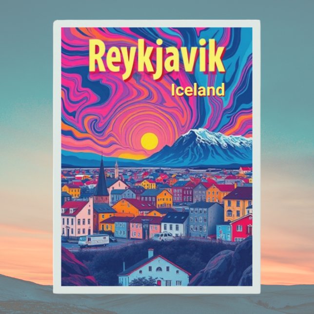 Postal Reykjavik Islandia vacaciones coloridas Retro Post (Subido por el creador)
