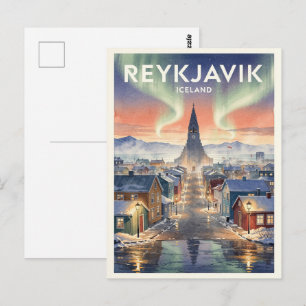 Postal Reykjavik Islandia Viaje Vintage