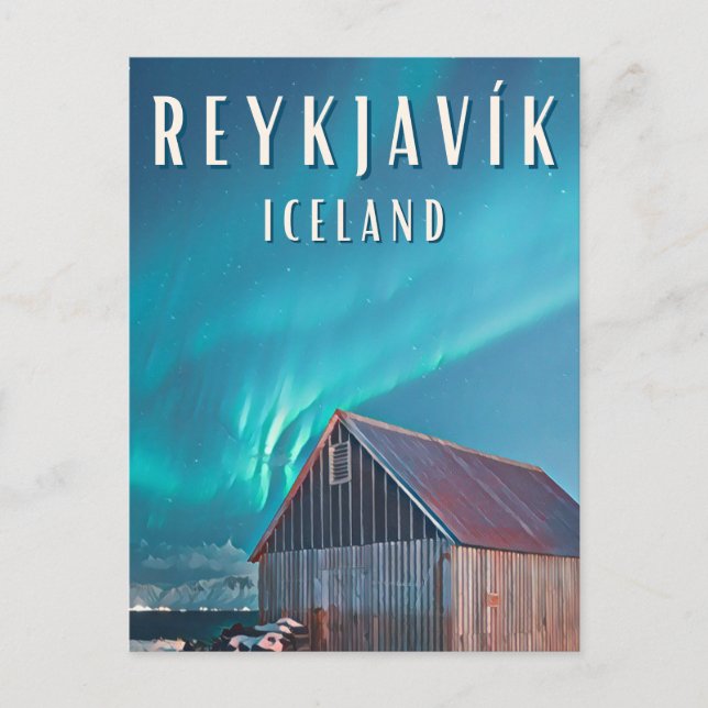 Postal Reykjavík, la ville des aurores boréales et des ge (Anverso)