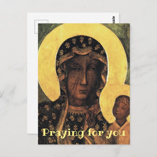Postal Rezando por ti Oración católica Icono de la Virgen (Anverso / Reverso)