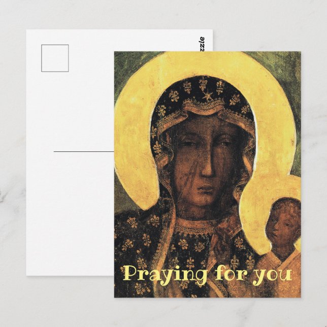 Postal Rezar por ti Oración católica Icono de la Virgen N (Anverso / Reverso)