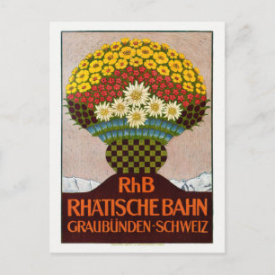 Postal RhB Rhätische Bahn Suiza Afiche Vintage 1911