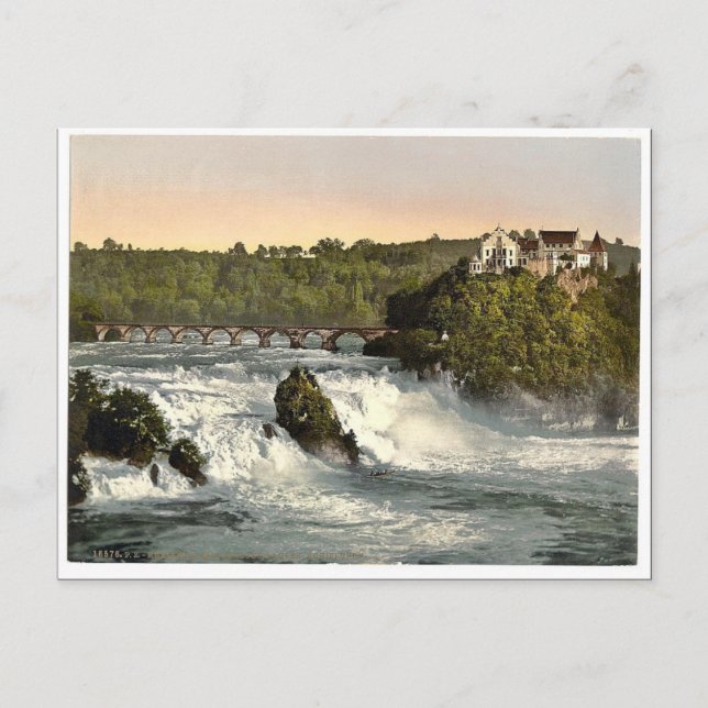 Postal Rheinfall mit Schloss Laufen, Schiffchen. clásico (Anverso)