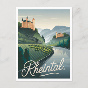 Postal Rheintal Rhine Valley Alemania cosecha