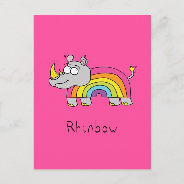 Postal Rhinbow Rhin Arcoiris Postcard Rosa (Anverso)