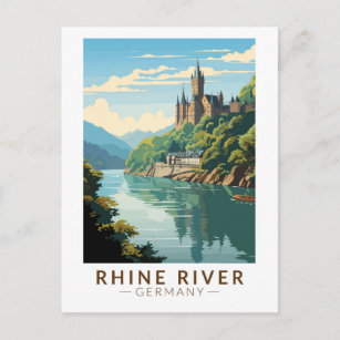 Postal Rhine River Alemania Sección Viajes Art Vintage