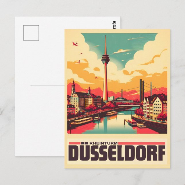 Postal Rhine Tower Dusseldorf Rheinturm regalo alemán (Anverso / Reverso)