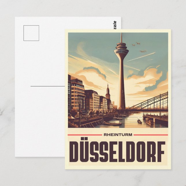Postal Rhine Tower Dusseldorf Rheinturm regalo alemán (Anverso / Reverso)